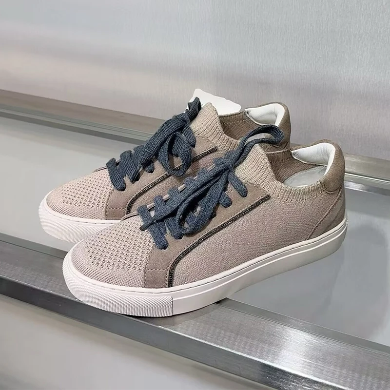 Knit Fabric Lace Up Sneakers - Scarpe da ginnastica traspiranti in maglia